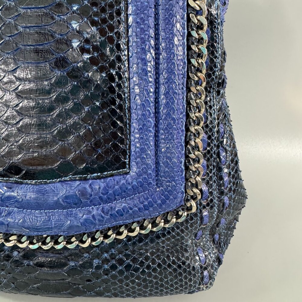 Authentic Cashhimi Python Embossed Blue Leather C… - image 3